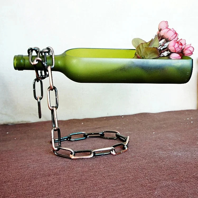 Eisenketten Weinflaschenhalter – Kreativer Schwebender Flaschenständer | Küchen- & Tischdekoration für Weinliebhaber Kaufschwan®