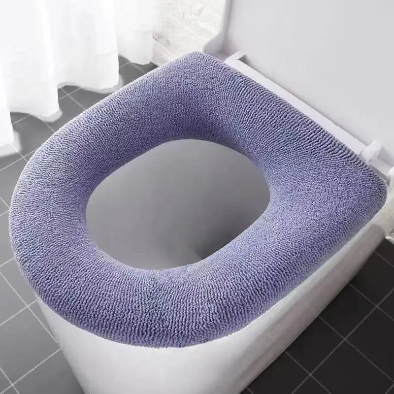 Universaler Toilettensitzbezug – Weiche Warme WC-Sitzauflage | Kürbis-Muster Badezimmer-Toilettenpolster Kaufschwan® Lila