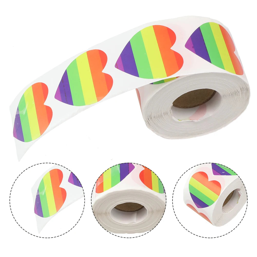 500 Stück Pride Aufkleber – Regenbogen Herz & Quadrat Etiketten | 3,8cm/2,5cm Klebeaufkleber für Tasse, Tasche, Vase & DIY-Dekoration Kaufschwan®
