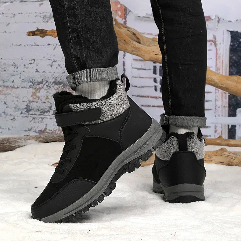 Gefütterte Winterstiefel für Herren – Wasserdichte Outdoor Schneestiefel | Rutschfeste Kurzschaft-Bergschuhe mit Warmem Fleecefutter Kaufschwan®