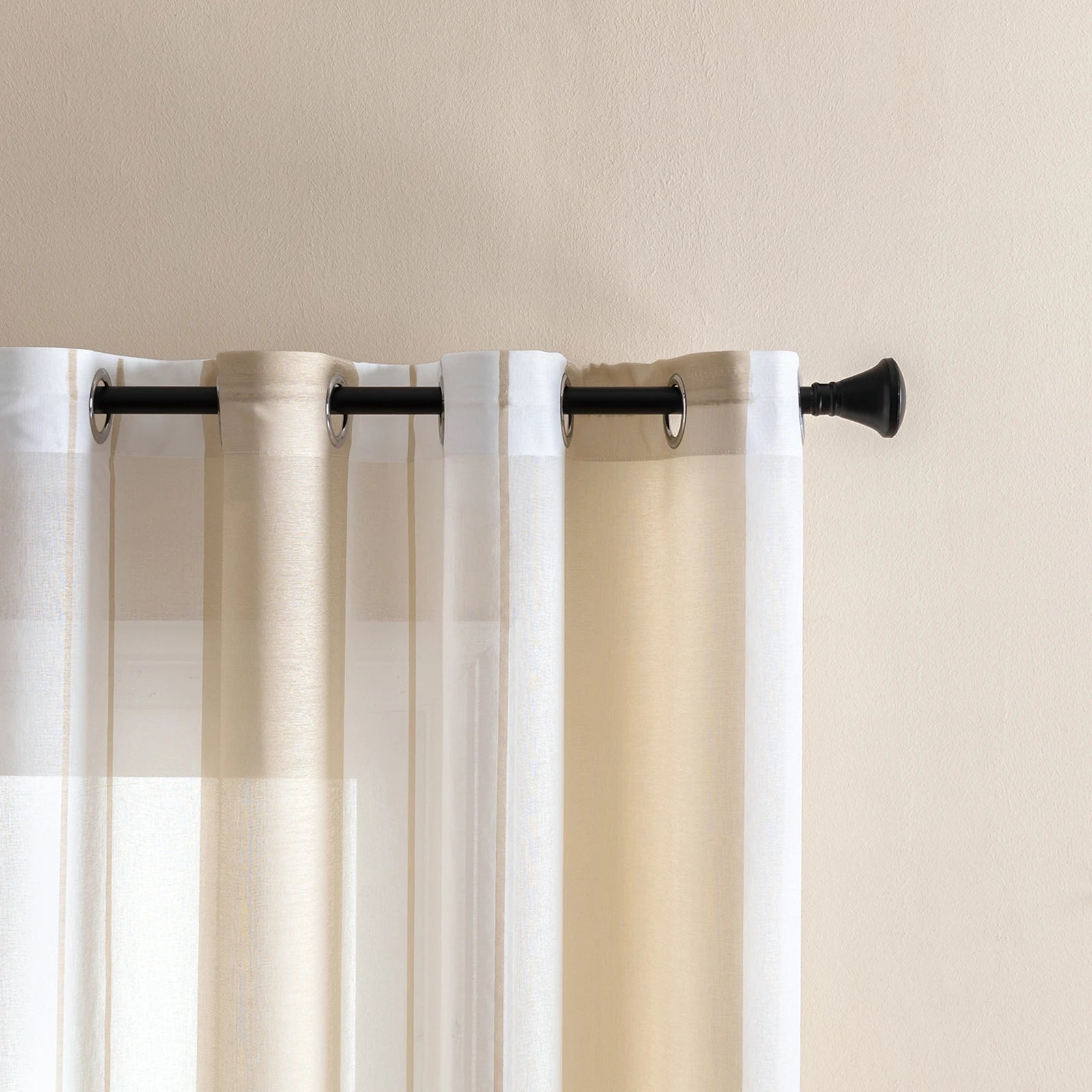 Moderner Gestreifter Halb Transparenter Voile Vorhang mit Ösen für Wohnzimmer Schlafzimmer Büro 2 Stück/Set Kaufschwan®