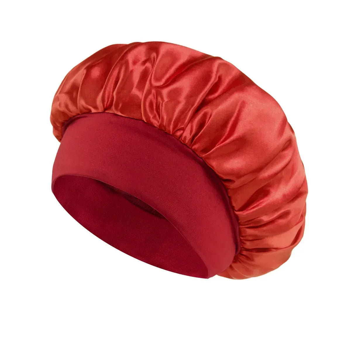 Satin-Schlafhaube für Damen – Große Elastische Haarhaube mit Breitem Weichem Band für Lockiges Haar und Nachtpflege