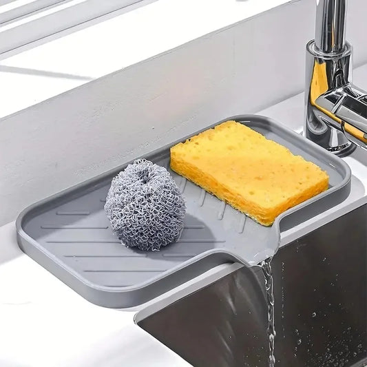 Hochwertige Silikon Spülbecken Ablage mit Abfluss – Seifen- & Schwammhalter | Küchen Organizer für Bürsten & Spülutensilien Kaufschwan®