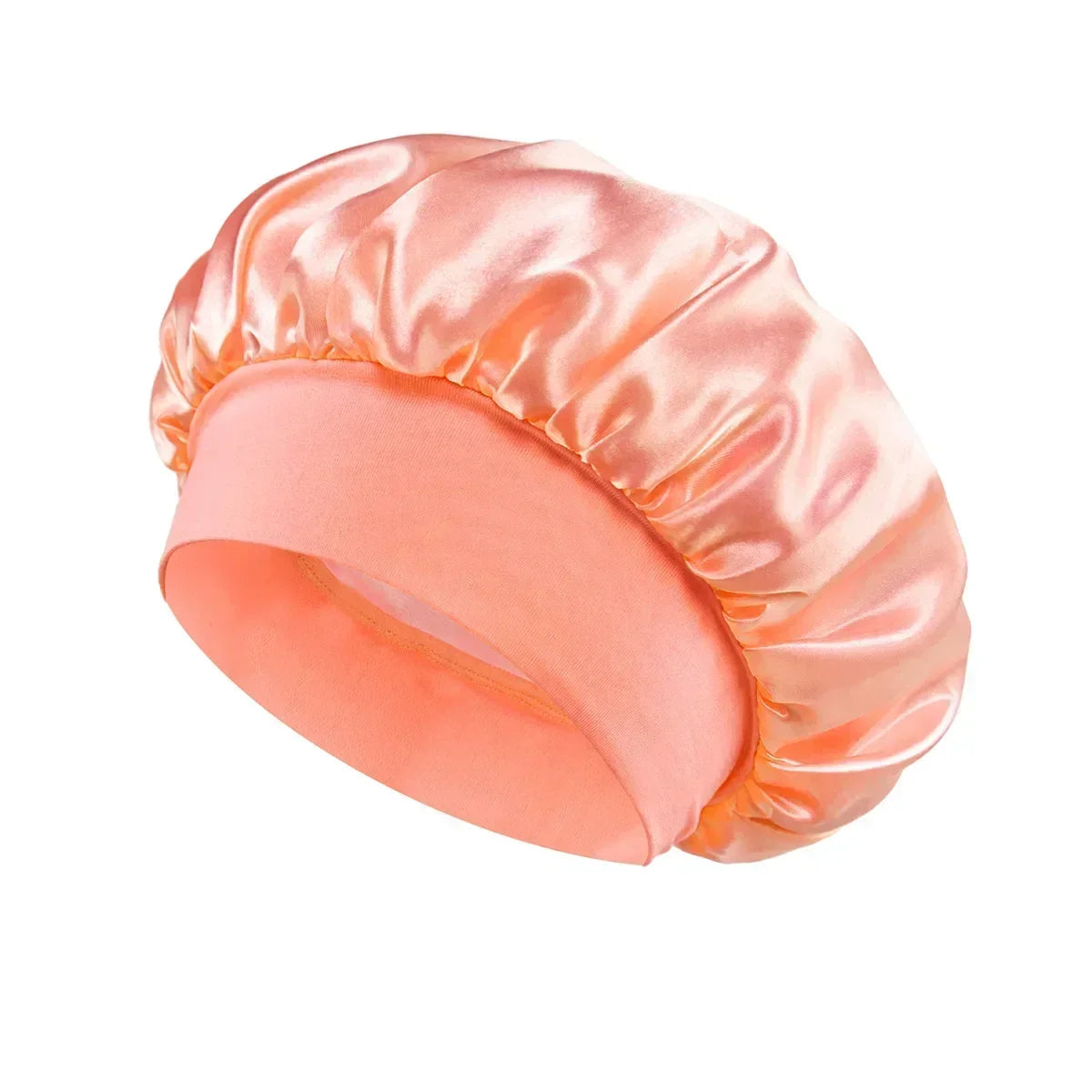 Satin-Schlafhaube für Damen – Große Elastische Haarhaube mit Breitem Weichem Band für Lockiges Haar und Nachtpflege
