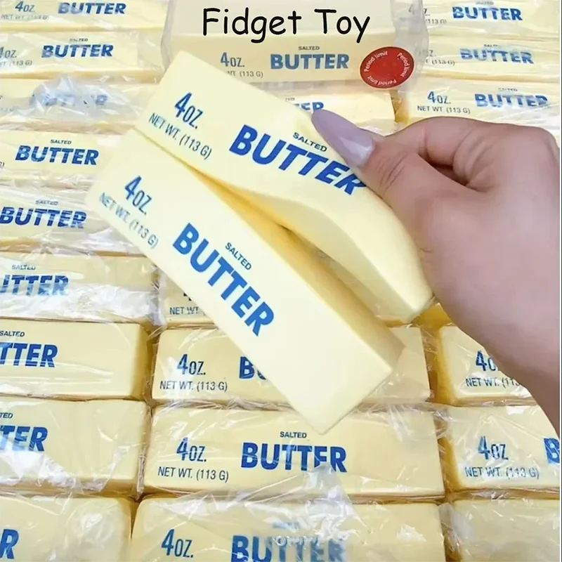 Butterstück-Squishy – Weiches Elastisches Knautsch- & Fidget-Spielzeug, Lustiger Scherzartikel & Sensorikspielzeug zum Stressabbau