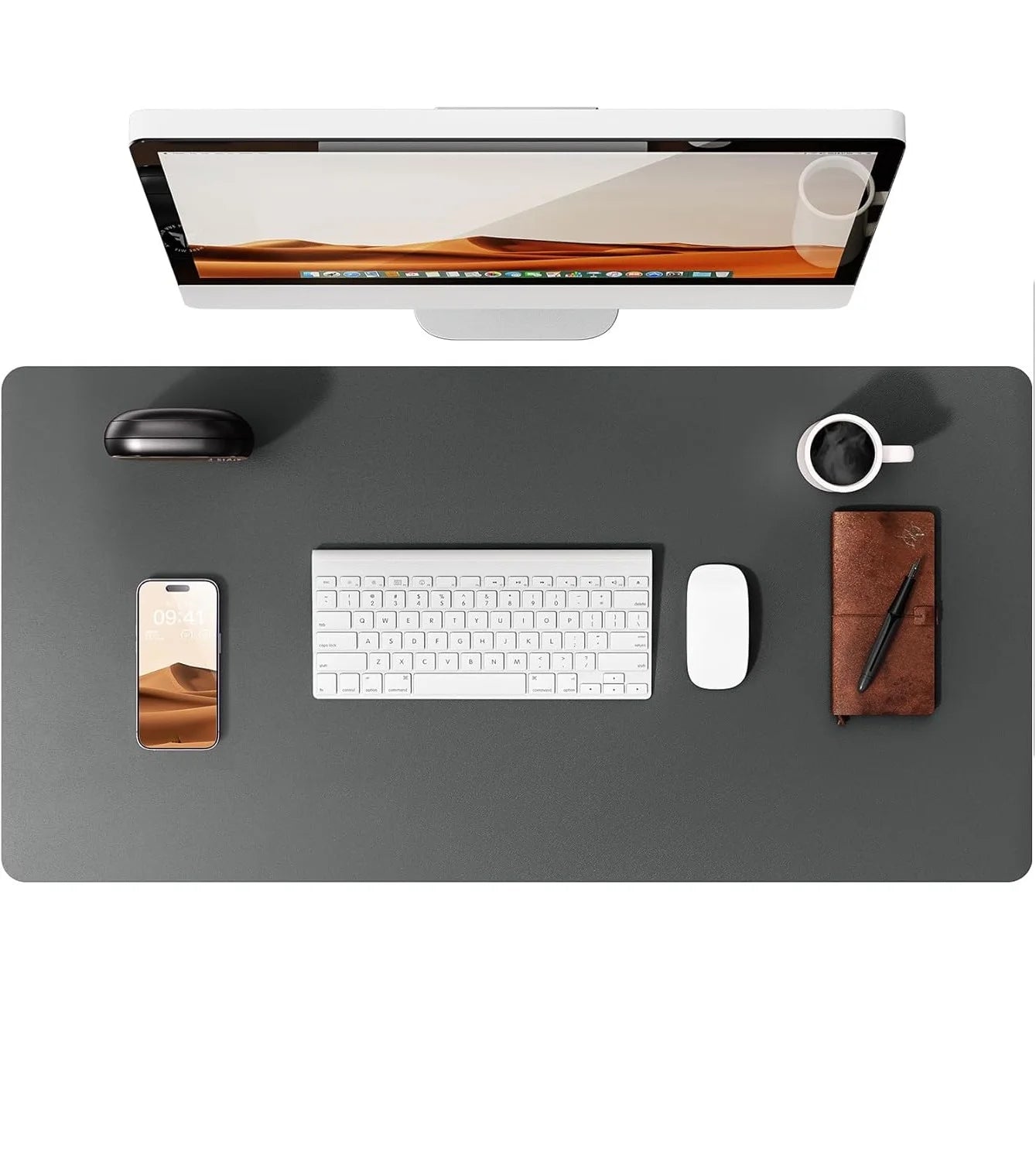 Große PU Leder Schreibtischunterlage – Rutschfeste Office Tischmatte und Laptop Schutzauflage Kaufschwan® Dunkelgrau 60x35 cm