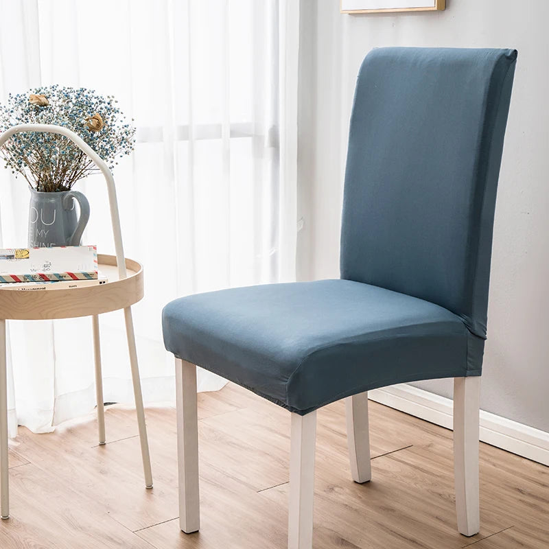 Einfarbige Milk Silk Stuhlbezüge – Elastische Stuhlüberzüge als Schutz für Wohnzimmer, Hochzeit, Esszimmer, Bankett & Büro Kaufschwan® Blaugrau 2 Stück