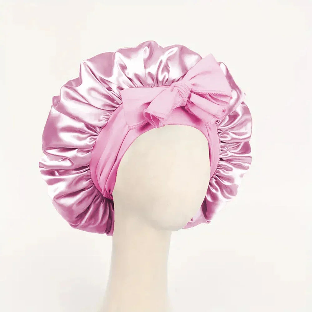 Verstellbare Satin-Schlafhaube – Seidig Weiche Haarhaube mit Bindeband für Damen und Herren