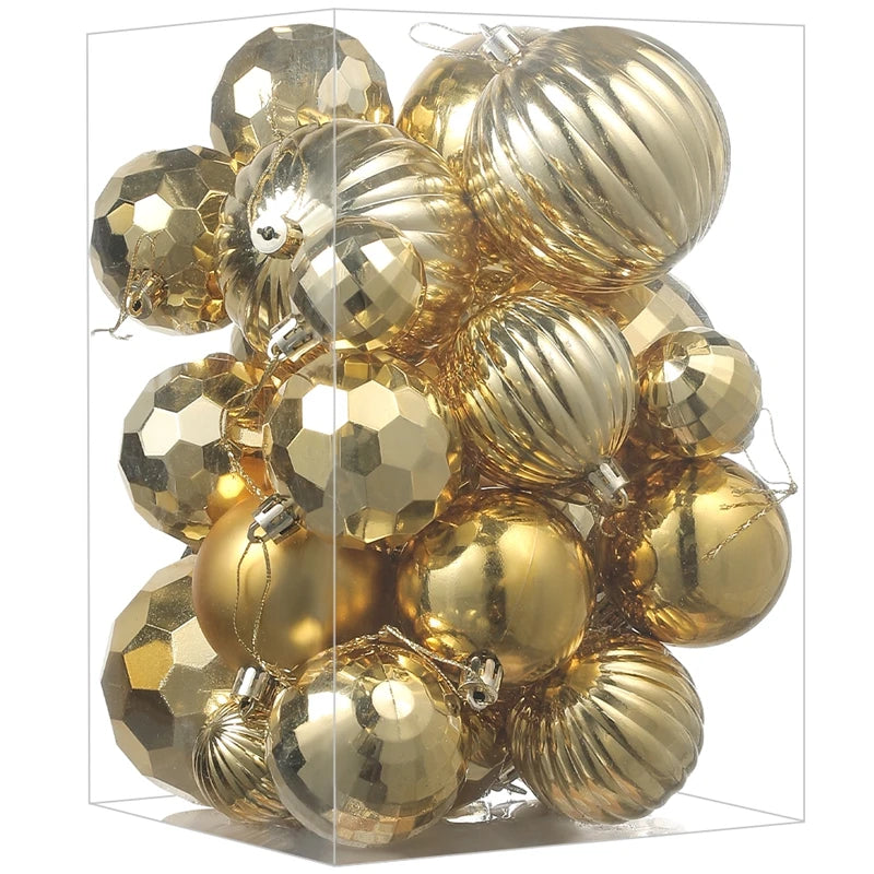 30 Stück Weihnachtskugeln – 4/6/8CM Bruchsichere Kunststoff Kugeln | Weihnachtsbaum Deko für Zuhause & Neujahr Kaufschwan® Gold 4-8cm