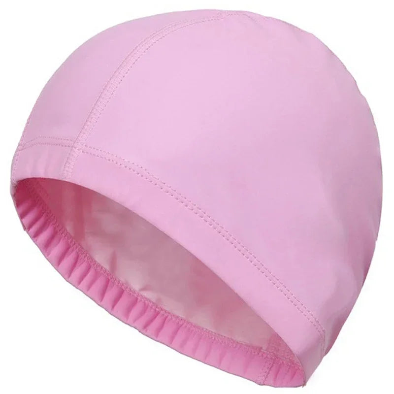Wasserdichte PU Stoff Schwimmkappe – Ohrenschutz & Langhaar Schutz | Große Badehaube für Männer & Frauen Kaufschwan® Rosa