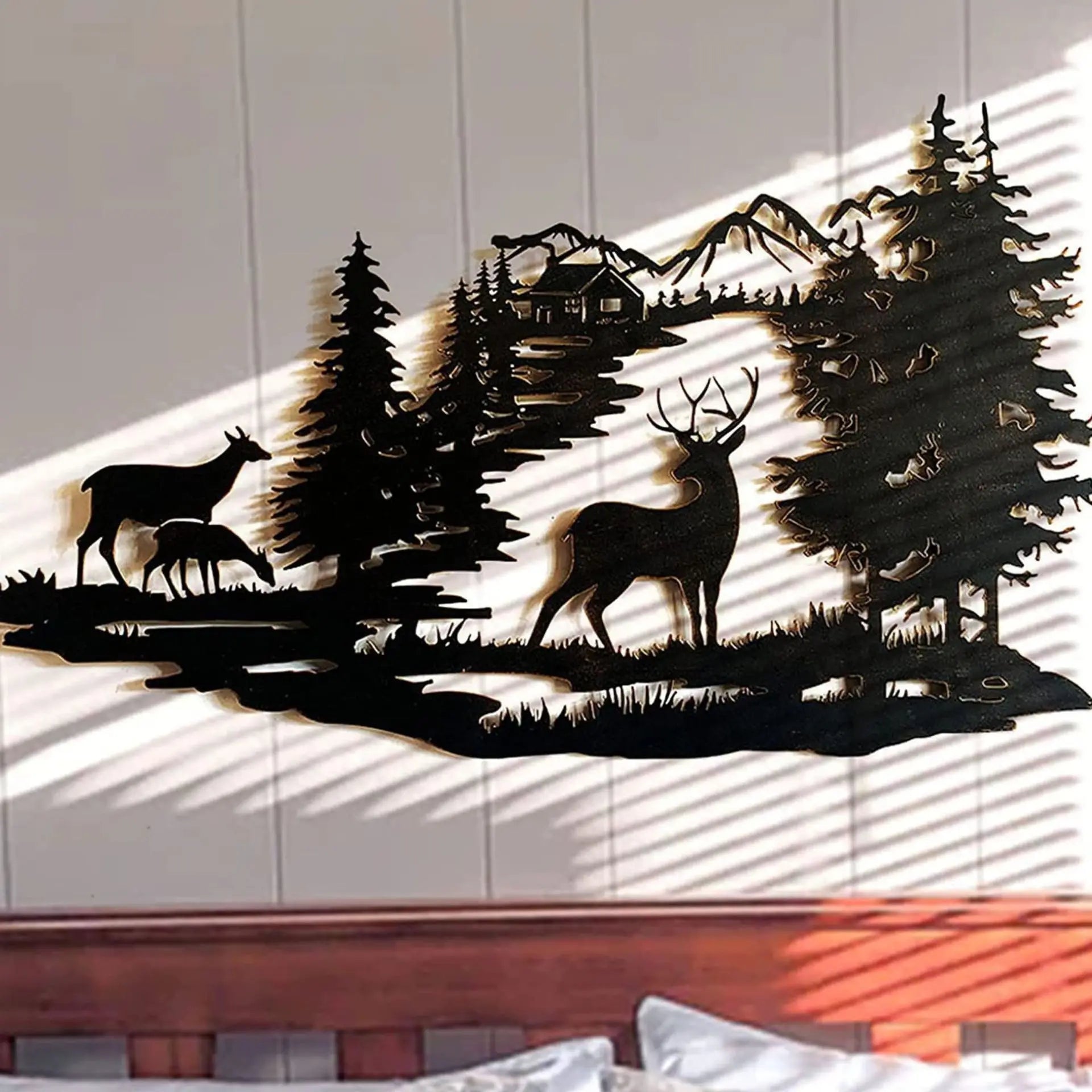 Metall Hirsch Wald Wandbild – Schmiedeeisen Moderne Minimalistische Dekoration Kaufschwan®