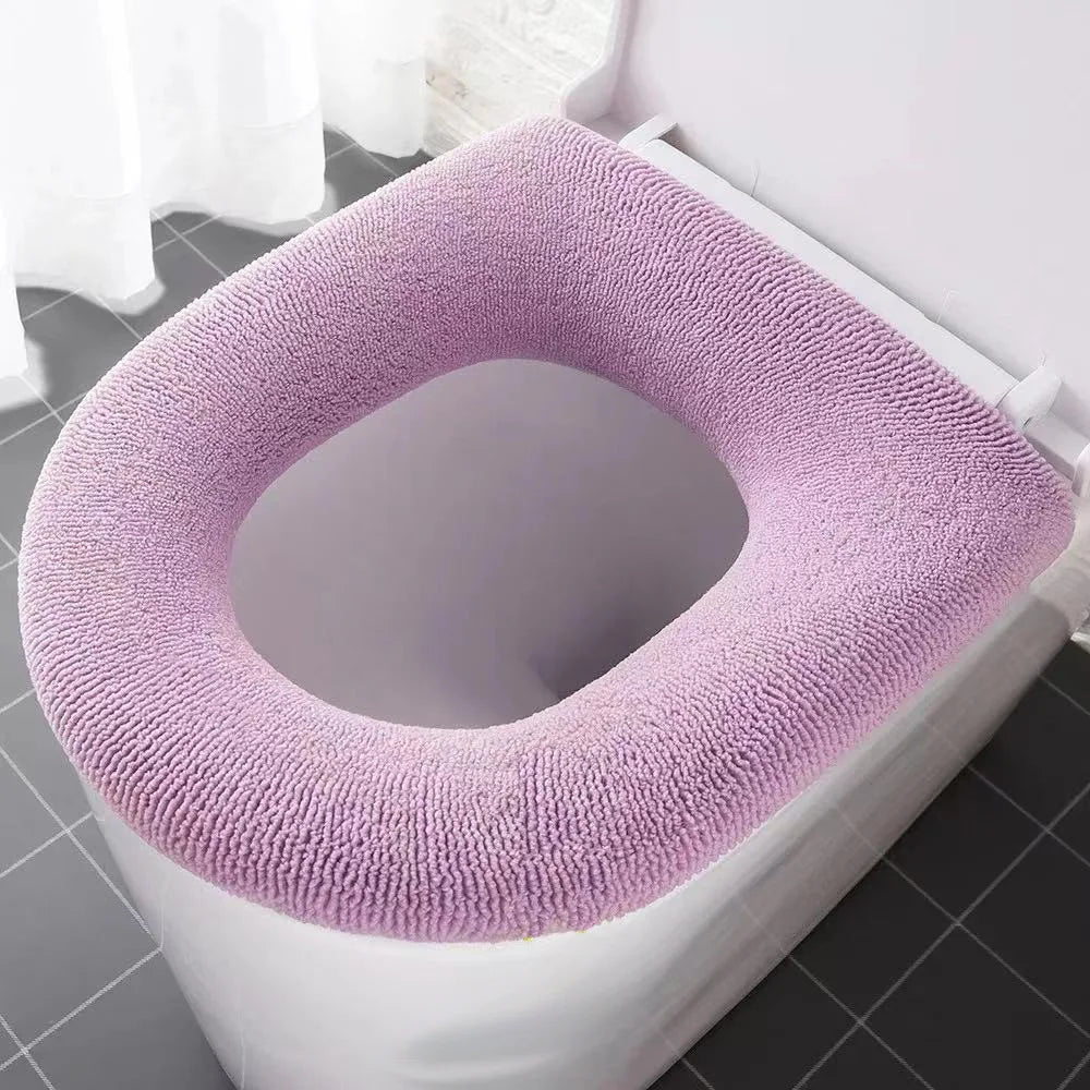 Universaler Toilettensitzbezug – Weiche Warme WC-Sitzauflage | Kürbis-Muster Badezimmer-Toilettenpolster Kaufschwan® Pink
