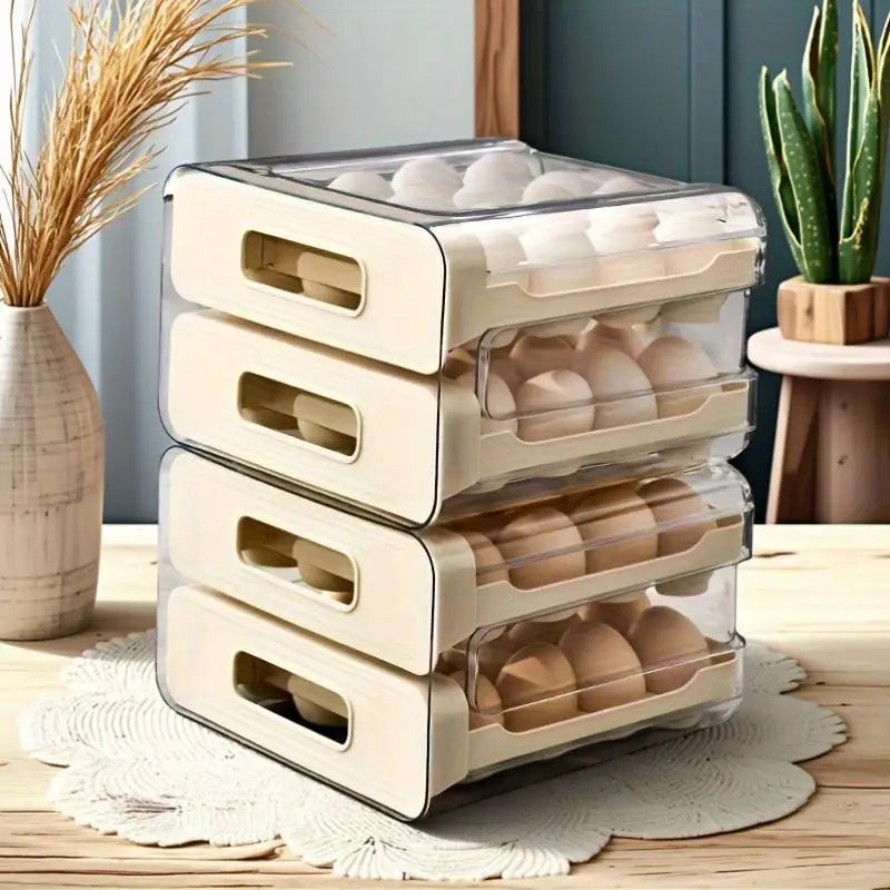Eier Aufbewahrungsbox – 2-Lagiger Schubladen Kühlschrank Organizer | Große Kunststoff Eierbox für Küche Kaufschwan®