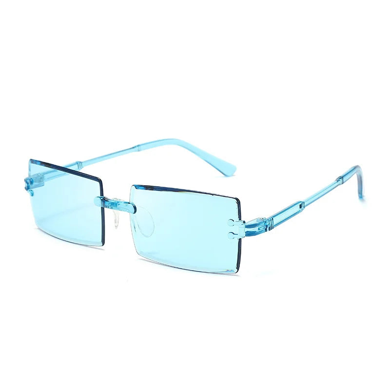 Modische randlose rechteckige Sonnenbrille – Bunte Sonnenbrille mit UV400-Schutz für Damen, ideal für Sommer, Freizeit im Freien und Reisen Kaufschwan®