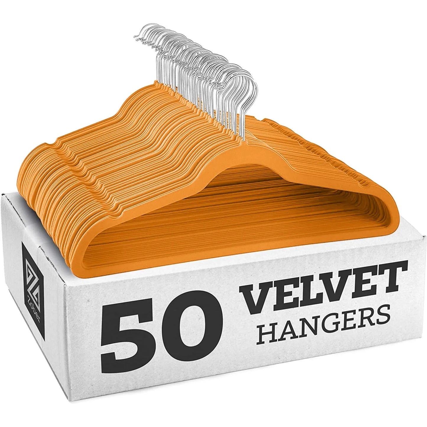 50er Set Kleiderbügel - Anti Rutsch Samt Kleiderbügel – Japanischer Stil für Kleider und Mäntel Kaufschwan® Orange/Silber