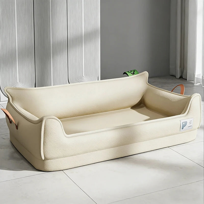 Leder Hundebett Sofa – Wasserdicht Waschbares Haustierbett Kaufschwan® Beige M 50x40x20cm