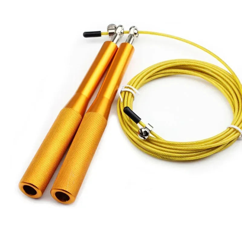 Hochgeschwindigkeits Springseil aus Stahl – Verstellbares Drahtseil mit Aluminiumgriff | Robustes Speed Springseil für Fitness & Sport Kaufschwan® Gold