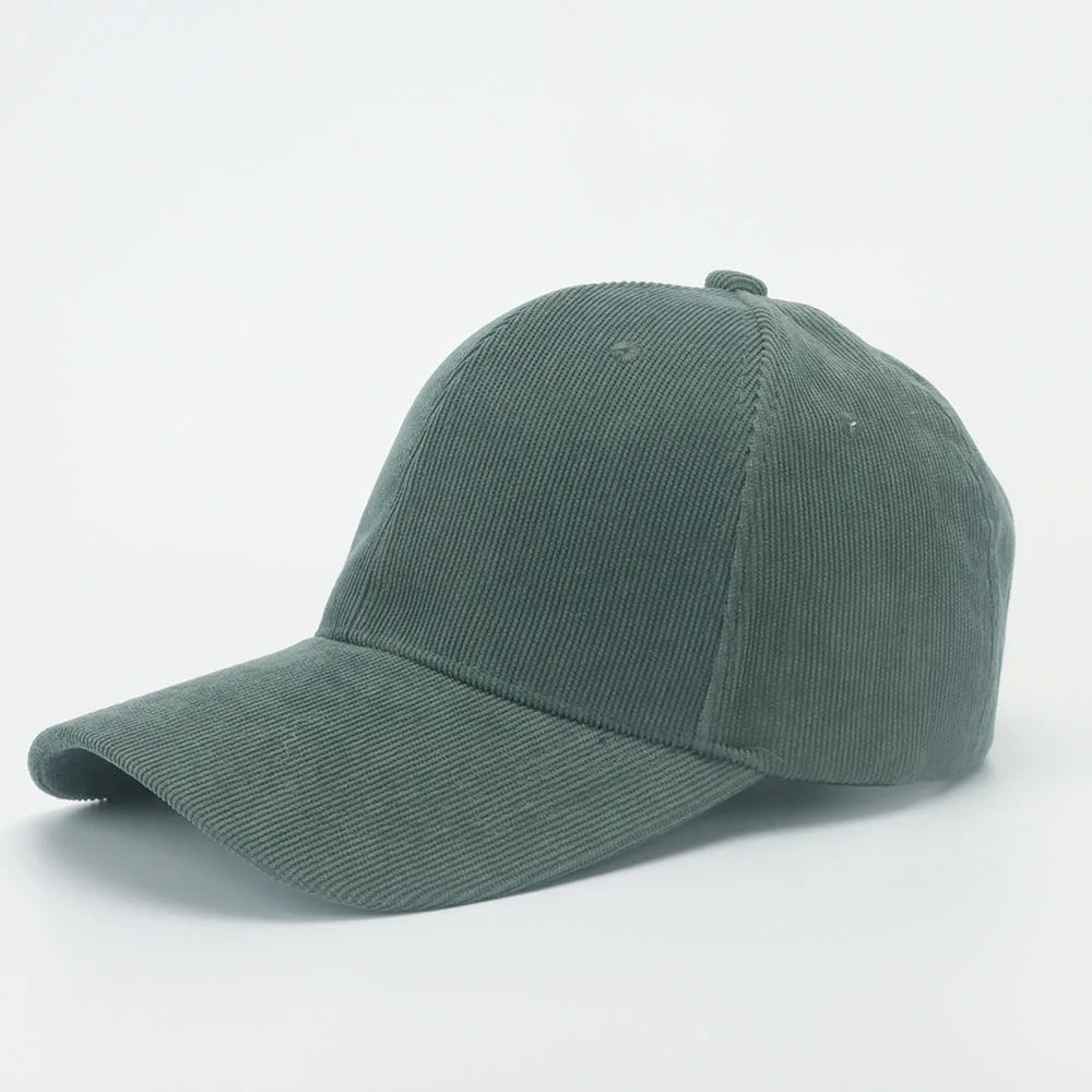 Corduroy Baseballkappe | Damen Retro Einfarbige Baseballcap | Herbst Winter Hüte für Herren & Damen | Unisex Freizeit Gebogener Schirm Kaufschwan® Grün 56-58cm