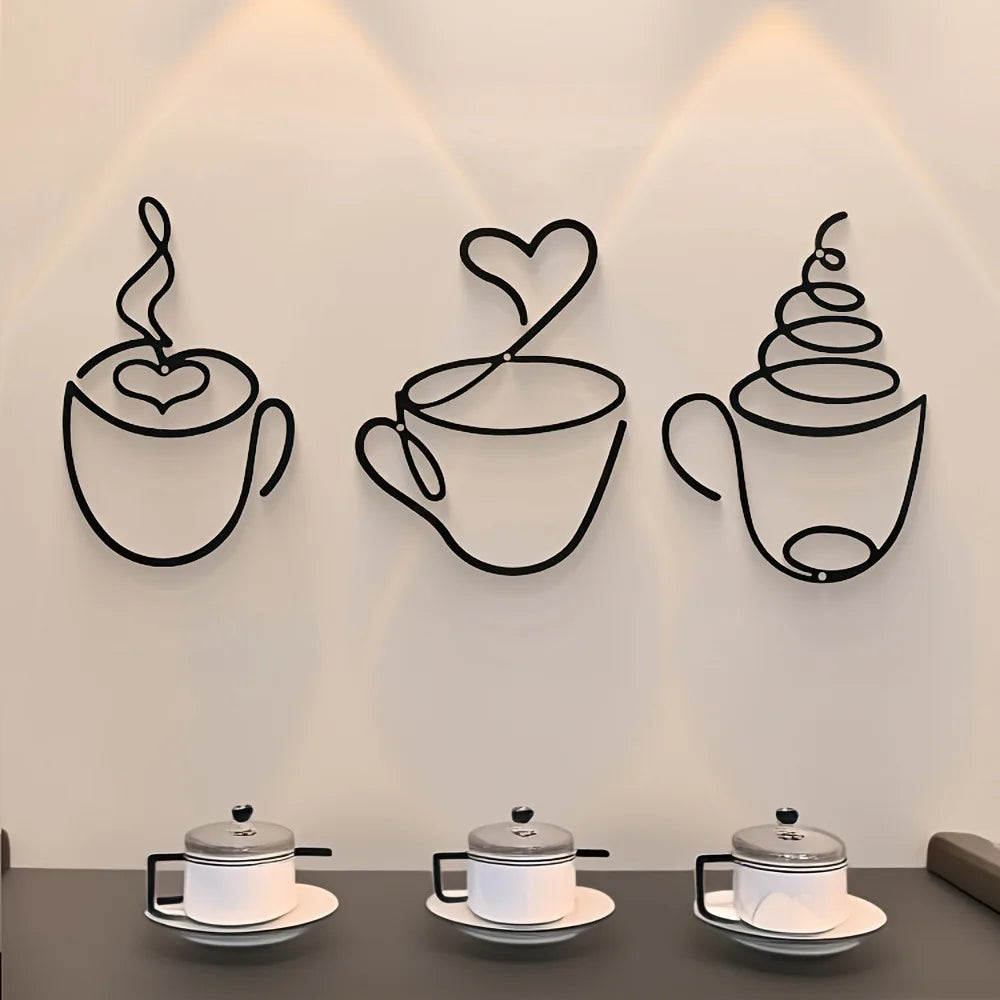 3er Set Kreative Kaffee Wanddeko – Carbonstahl Café Dekoration Kaufschwan® 3er Set