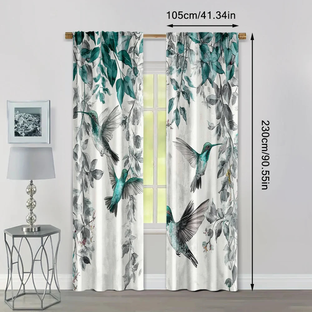 Minimalistischer Vorhang mit Buntem Kolibri Druck Polyester für Wohnzimmer Schlafzimmer Fenster 2 Stück/Set Kaufschwan®