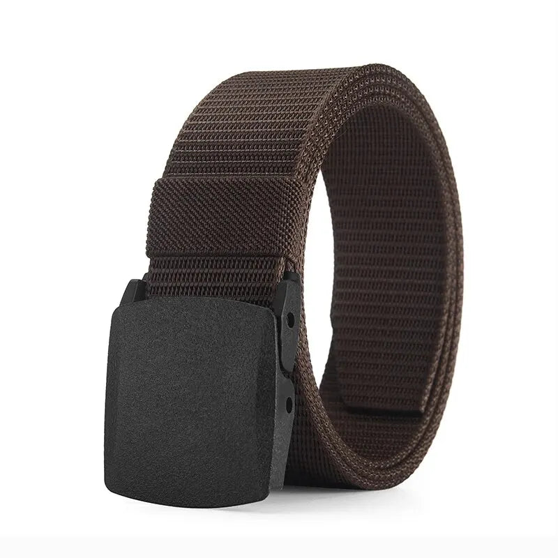 Herren Outdoor Taktischer Gürtel – Metallfreier Nylon Gürtel | Verstellbarer Canvas Sport Gürtel für Damen & Herren Kaufschwan® Braun 120cm