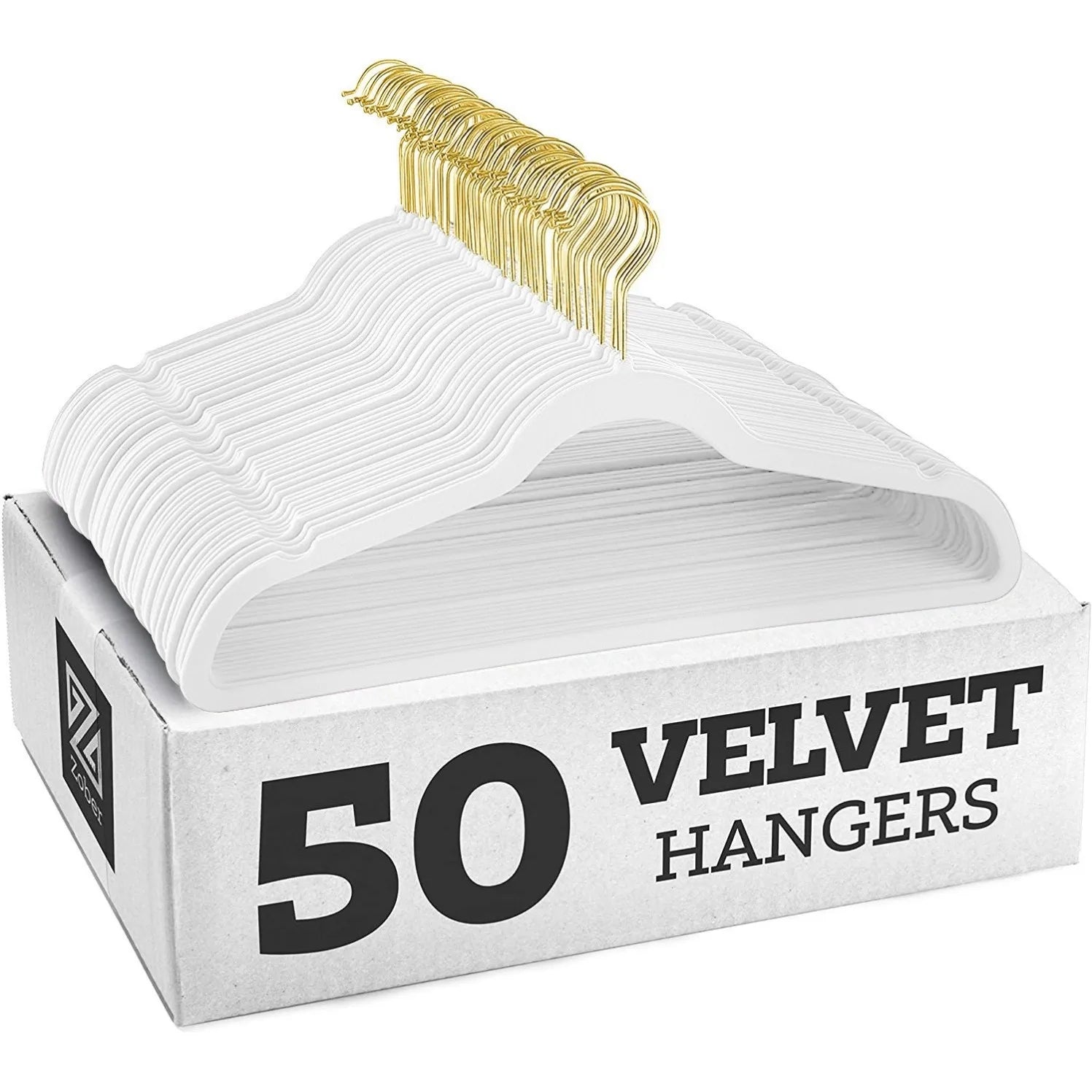 50er Set Kleiderbügel - Anti Rutsch Samt Kleiderbügel – Japanischer Stil für Kleider und Mäntel Kaufschwan® Weiß/Gold