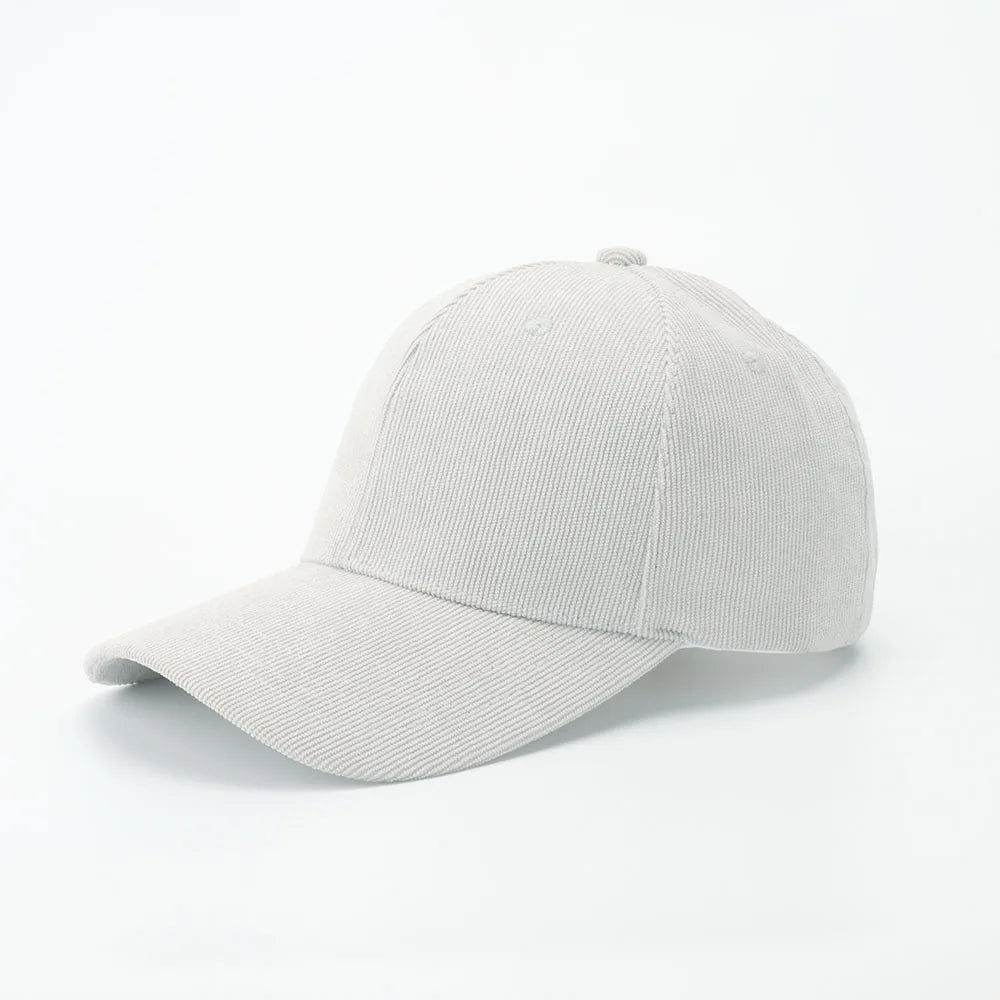 Corduroy Baseballkappe | Damen Retro Einfarbige Baseballcap | Herbst Winter Hüte für Herren & Damen | Unisex Freizeit Gebogener Schirm Kaufschwan® Hellgrau 56-58cm
