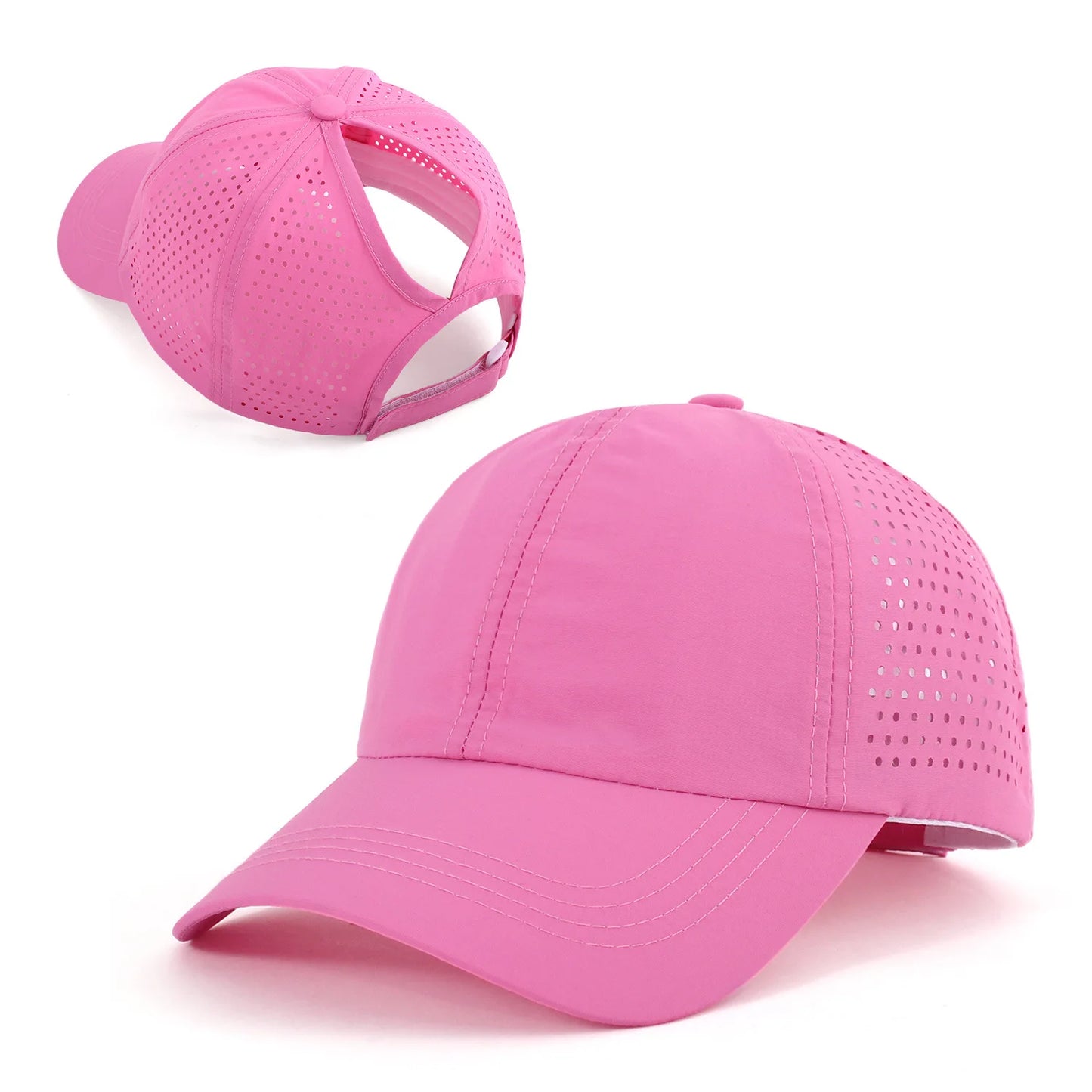 Damen Zopf Cap | Damen & Herren Mesh Atmungsaktive Baseballcap | UV-Schutz & Ponytail-freundlich Verstellbar Kaufschwan® Rosenrot