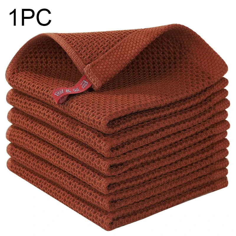 100% Baumwolle Küchentuch – Ultra Weiches Waffel Honigwaben Reinigungstuch | Saugfähiges Küchenzubehör für Haushalt Kaufschwan® Braun 34x34cm