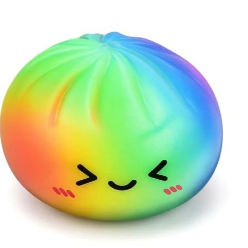 Regenbogen-Dumpling-Squishy mit Box – Weiches Slow-Rising Knautsch-, Fidget- & Sensorikspielzeug zum Stressabbau für Kinder und Erwachsene