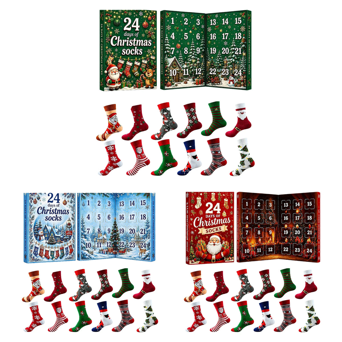 Socken-Adventskalender – 24-Tage-Weihnachtskalender mit Warmen Weihnachtssocken für Damen & Herren