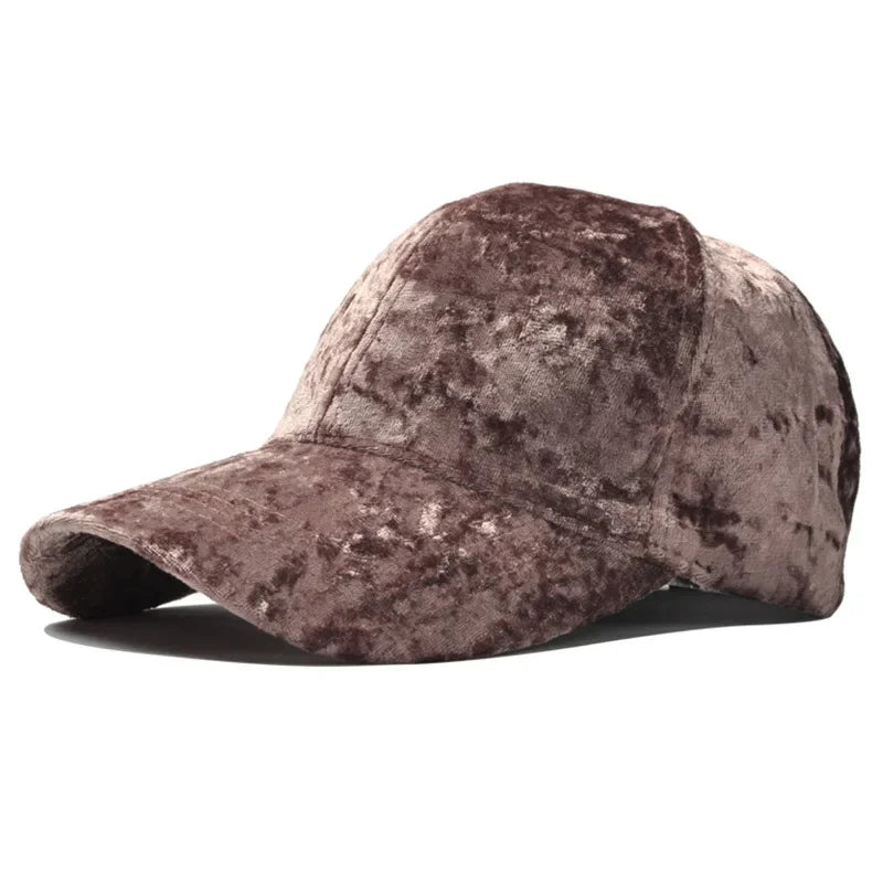 Velvet Baseballkappe | Unisex Herbst & Winter Fashion Cap | Lässiger Gebogener Schirm Hip-Hop Baseballcap Kaufschwan® Kaffee Einstellbar