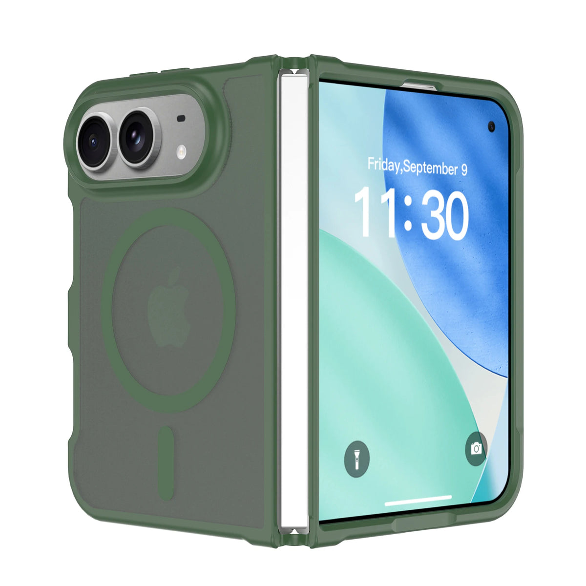 Luxuriöse Matte Magnetische Schutzhülle für iPhone Duo – MagSafe-Kompatible Durchscheinende Hülle mit Stoßschutz und Weicher Oberfläche Kaufschwan® Grün iPhone Duo