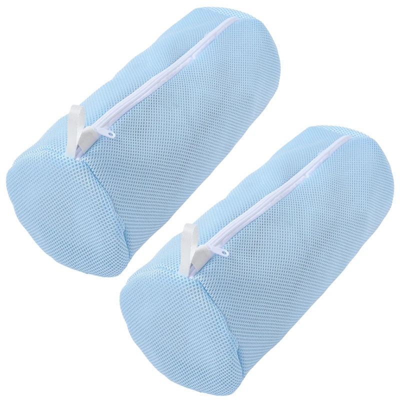 Schuh-Wäschenetz für Waschmaschine – Honigwaben-Mesh Waschbeutel mit Reißverschluss | Schuhreinigungsbeutel für Sneaker & Laufschuhe (39×18cm) Kaufschwan® Blau - 2 Stück