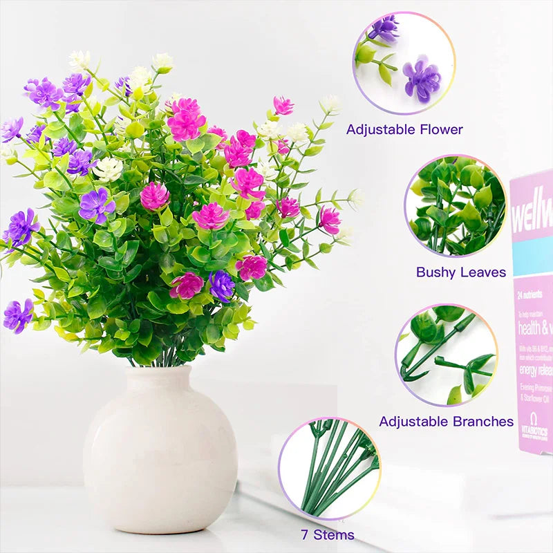 4 Bündel Künstliche Pflanzen – UV-beständige Kunststoffbüsche & Blumen für Zuhause, Bauernhaus, Hochzeit, Garten & Veranda Kaufschwan®