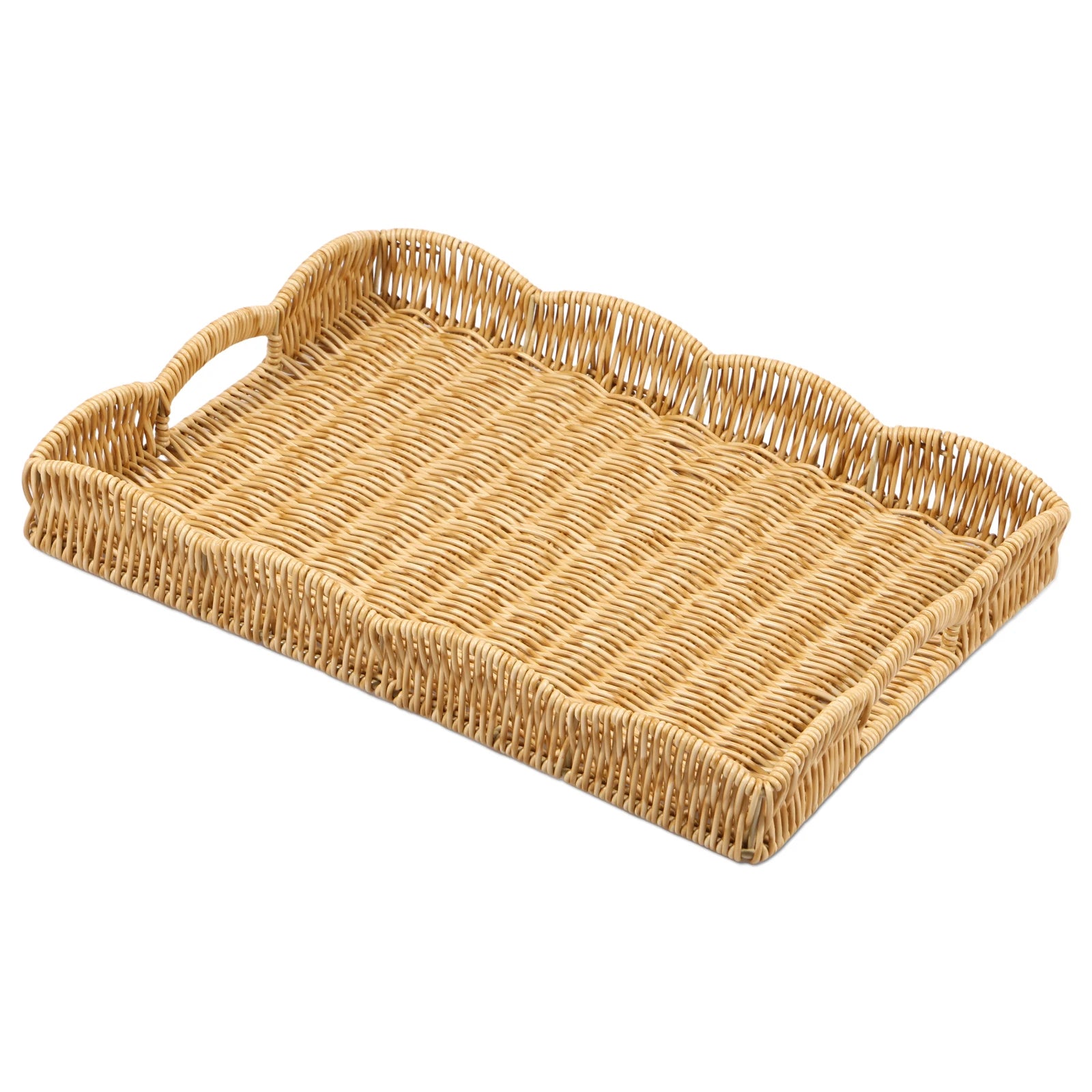 Rechteckiges Tablett in Rattan-Optik – Vintage Dekoratives Serviertablett, Multifunktionales Ordnungs- & Ablage-Tablett Kaufschwan® Design 1