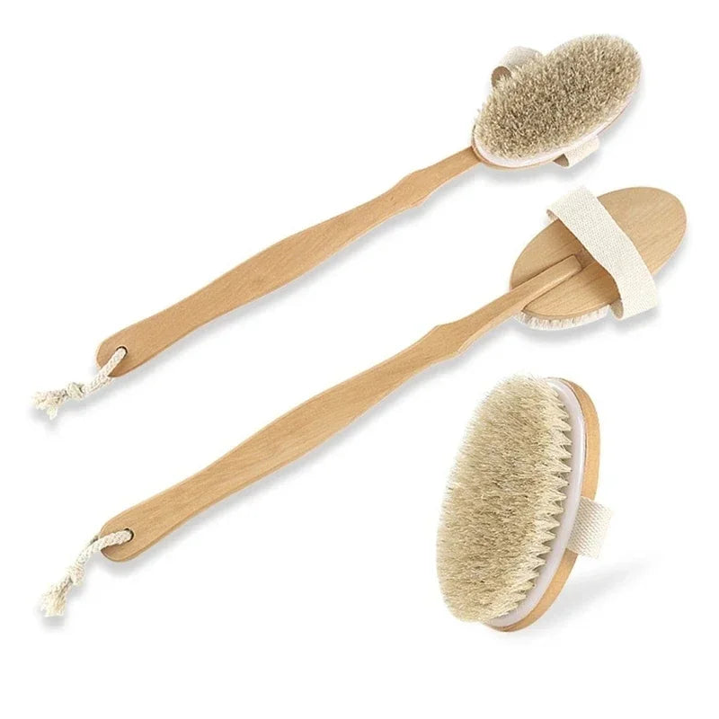 Naturborsten Rückenbürste – Abnehmbarer Langer Holzgriff Trocken Körper Massagebürste Kaufschwan®