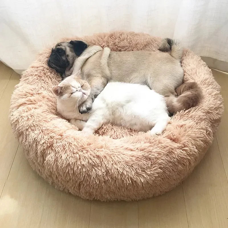Rundes Plüsch Haustierbett – Weiches Warmes Hund- und Katzenbett Kaufschwan®