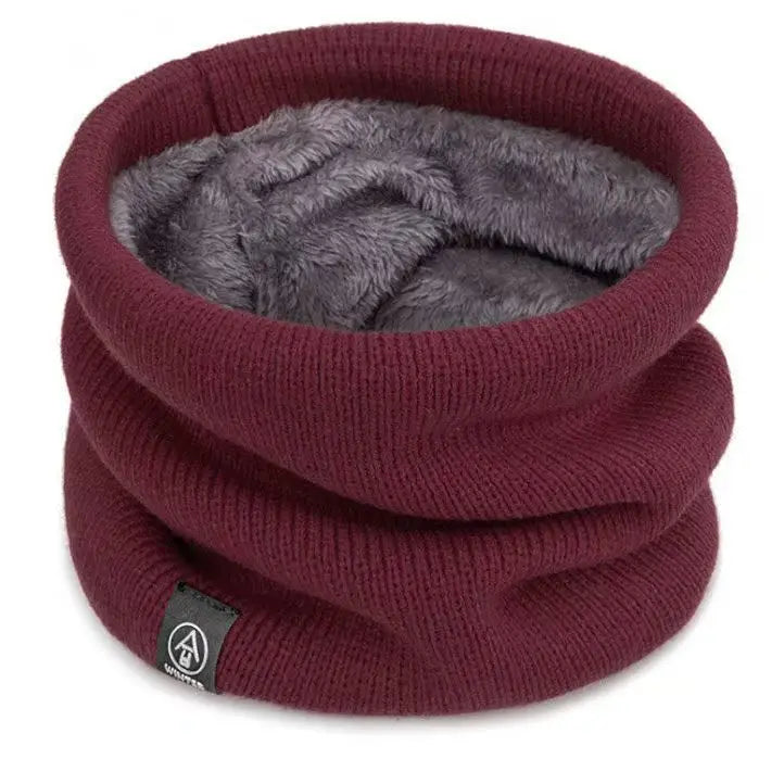 Gestrickter Nackenwärmer Sport Schal – Weicher Winter Gesichts- & Halswärmer für Damen & Herren | Dickes Kälteschutz-Kragenband für Skaten, Laufen & Wandern Kaufschwan® Weinrot
