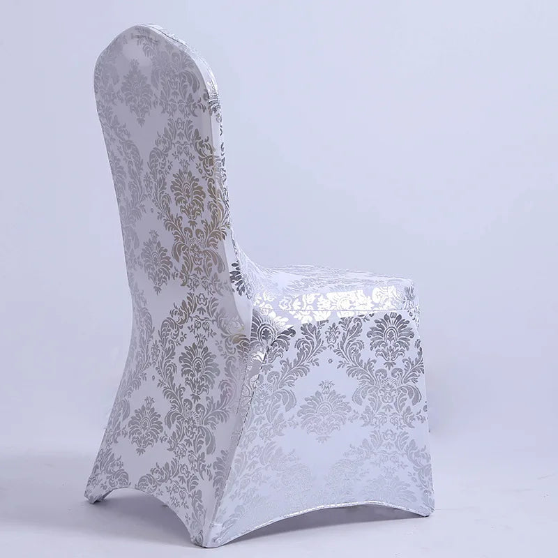 Esszimmer Stuhlbezüge mit Gold- & Silber Blumenprägung – Abnehmbare Waschbare Spandex Stretch Stuhlüberzüge für Hochzeiten & Events Kaufschwan®