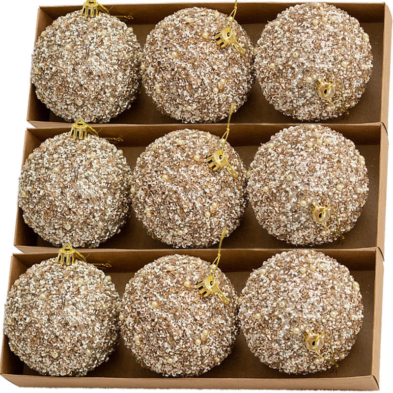 6–30 Stück Champagner Gold Glitzer Weihnachtskugeln – 6CM Christbaumkugeln | Festliche Deko für Weihnachten & Neujahr Kaufschwan®