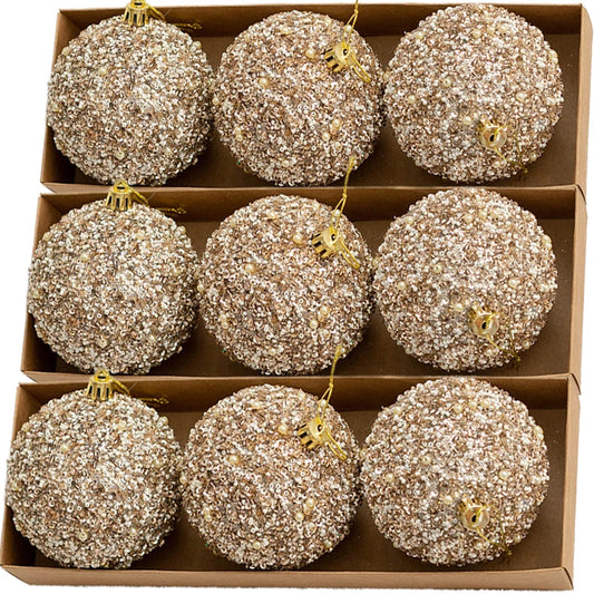 6–30 Stück Champagner Gold Glitzer Weihnachtskugeln – 6CM Christbaumkugeln | Festliche Deko für Weihnachten & Neujahr Kaufschwan®