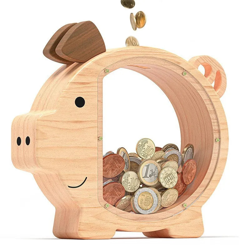 Massivholz Sparschwein – Kreative Tisch Spardose und Wohn Dekoration Kaufschwan®