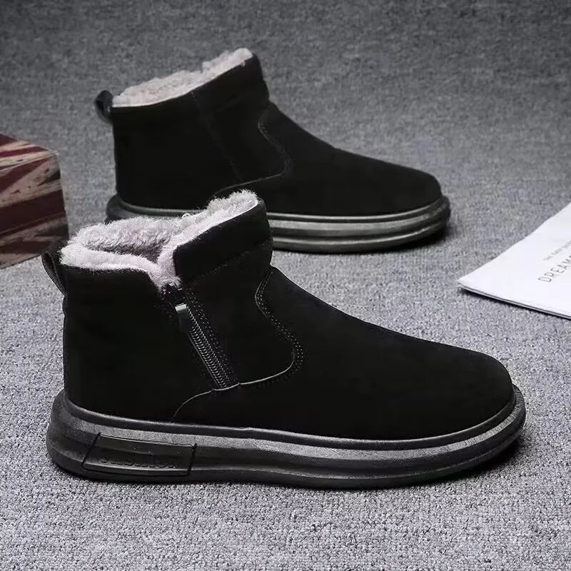 Herren Schneestiefel mit Kunstfell – Warme Winter-Wildleder-Stiefeletten | Weiche Bequeme Schuhe für Alltag & Outdoor Kaufschwan® Schwarz 39