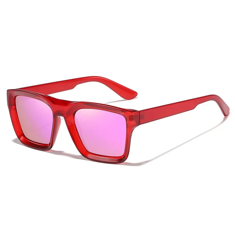 Luxuriöse Eckige Polarisierte Sonnenbrille – Farbenfrohe Vintage-Sonnenbrille mit UV400-Schutz für Damen Kaufschwan® Rot Rosa