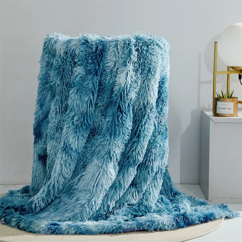 Vier-Jahreszeiten Universelle Nerz-Fleece-Decke – Flauschige Tie-Dye Einfarbige Decke für Wärme und Komfort Kaufschwan® Mitternachtsblau 200x230cm