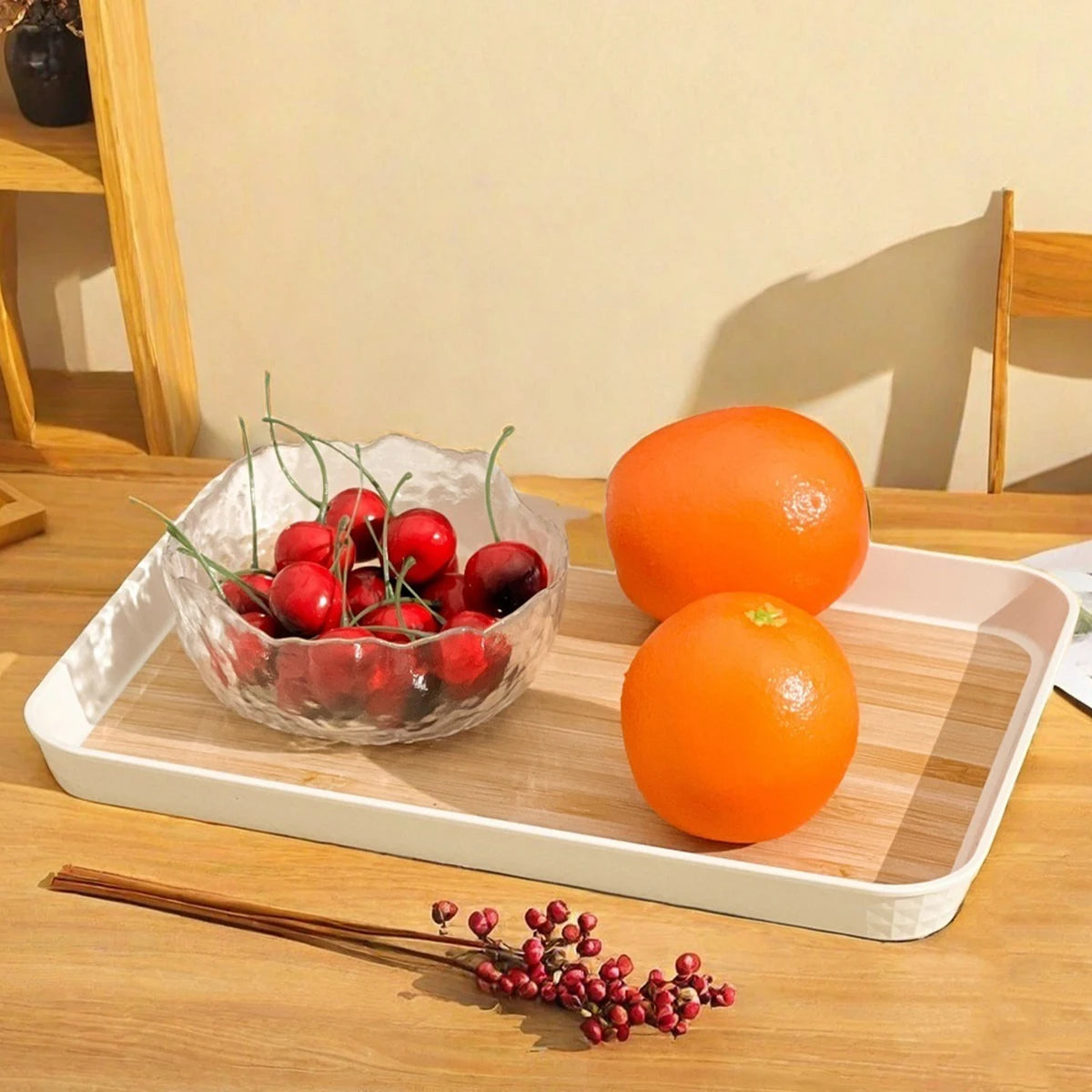 Großes Rechteckiges Kunststoff-Tablett – Wiederverwendbares Servier- & Aufbewahrungs-Tablett für Tee, Desserts, Obst & Küche Kaufschwan®