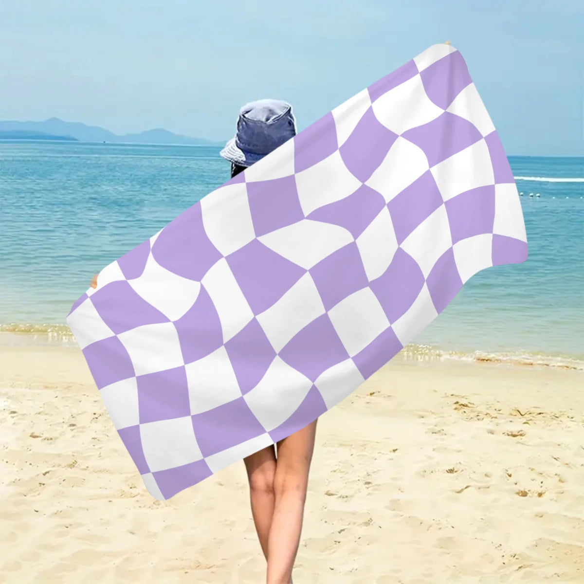 Modisches Kariertes Strandtuch – Schnell Trocknend & Saugfähig | Großes Mikrofaser Handtuch in Mehreren Farben für Strand & Reisen Kaufschwan®