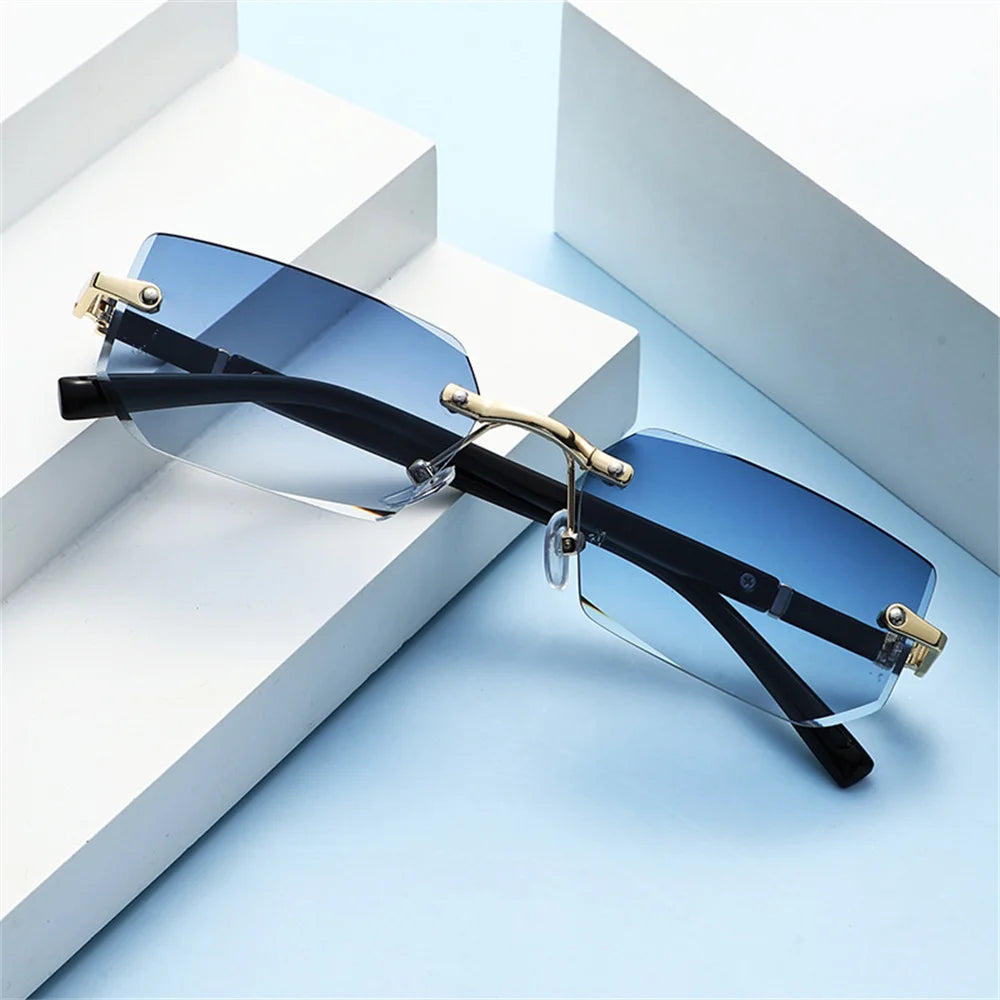 Trendige Randlose Rechteckige Sonnenbrille – Rahmenlose Retro-Sonnenbrille mit UV400-Schutz für Damen und Herren, ideal für Sommer und Reisen Kaufschwan®