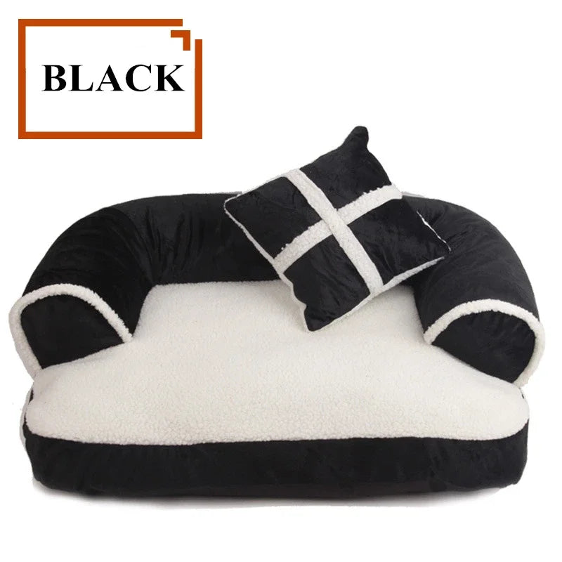 Klassisches England Haustierbett – Weiches Warmes Hunde- & Katzen Sofa Nest Kaufschwan® Schwarz L 80x60cm
